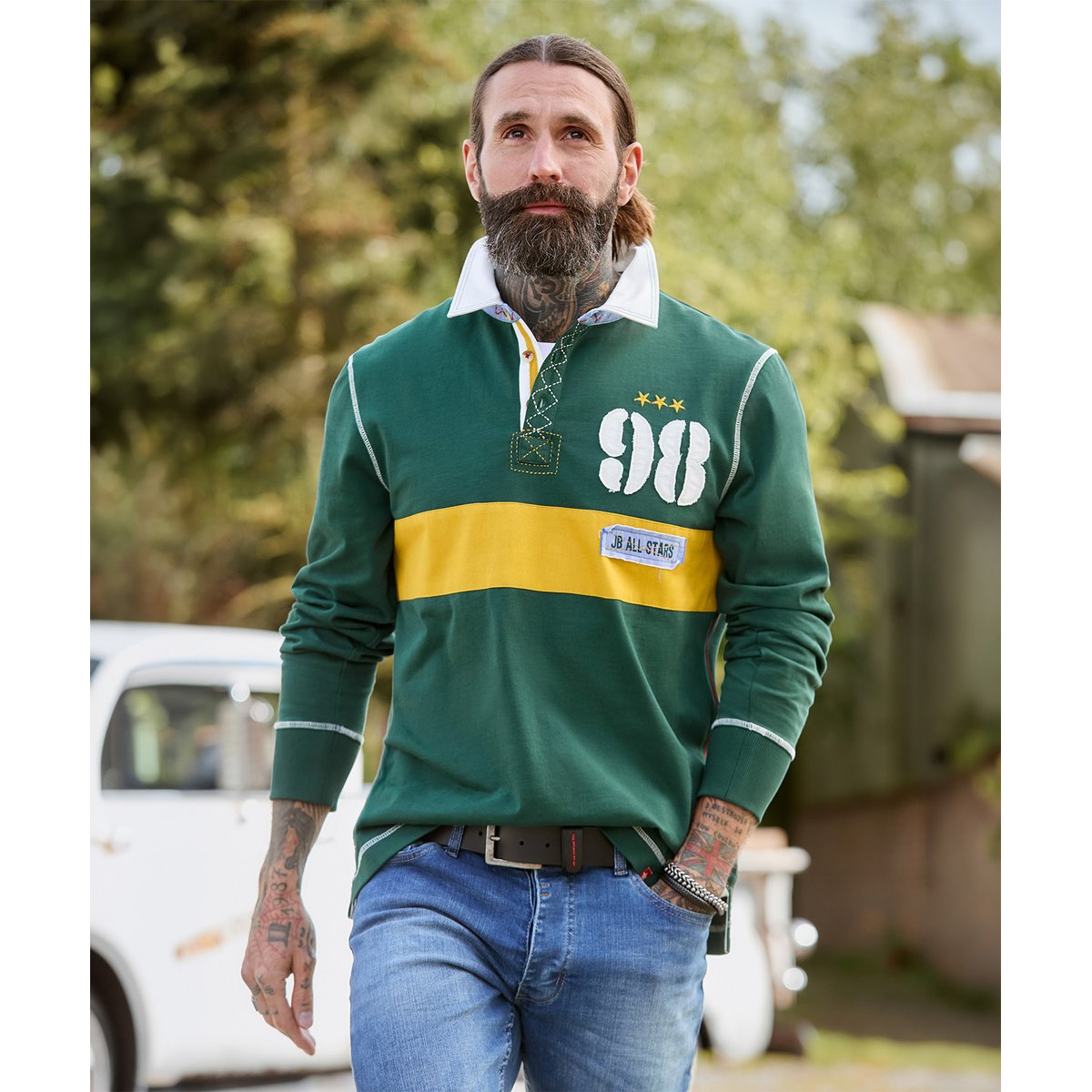 Henley Style Rugby Plein de Détails vert, JOE BROWNS