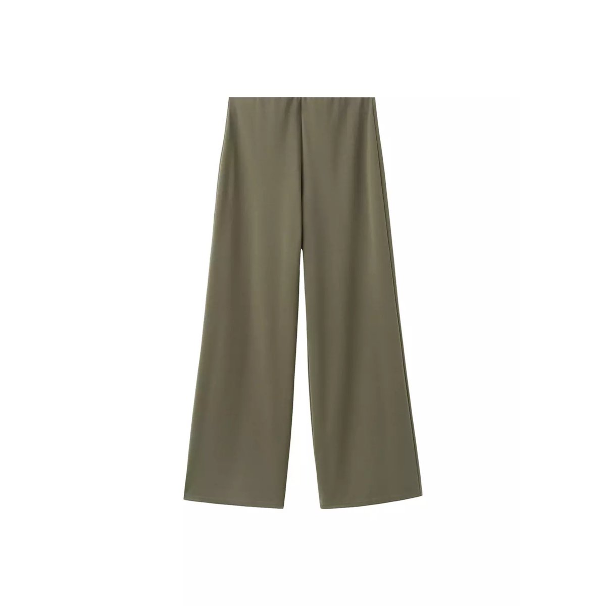 Pantalon droit taille élastique kaki, MANGO