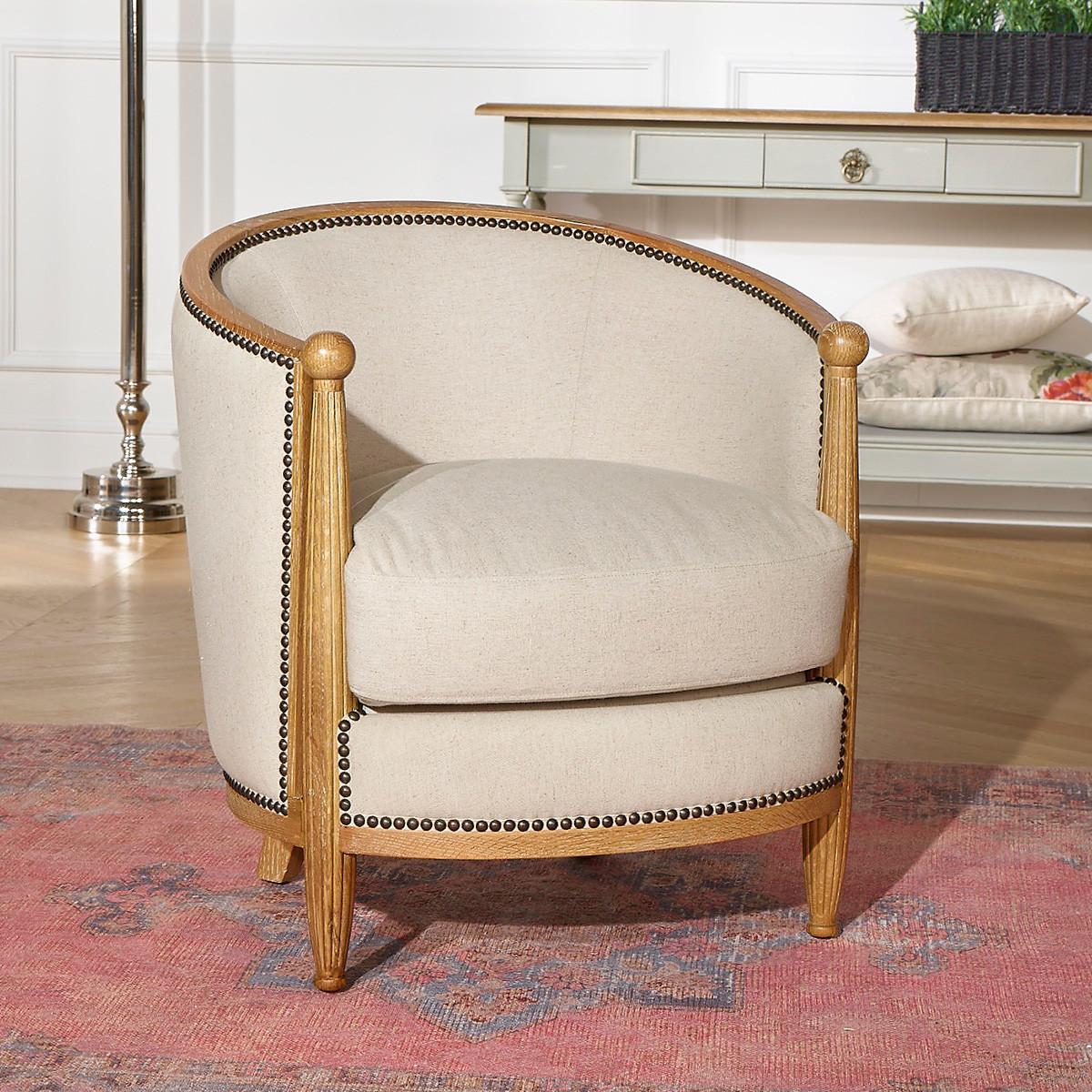 Fauteuil en chêne massif et lin CAROLE ficelle, ROBIN DES BOIS