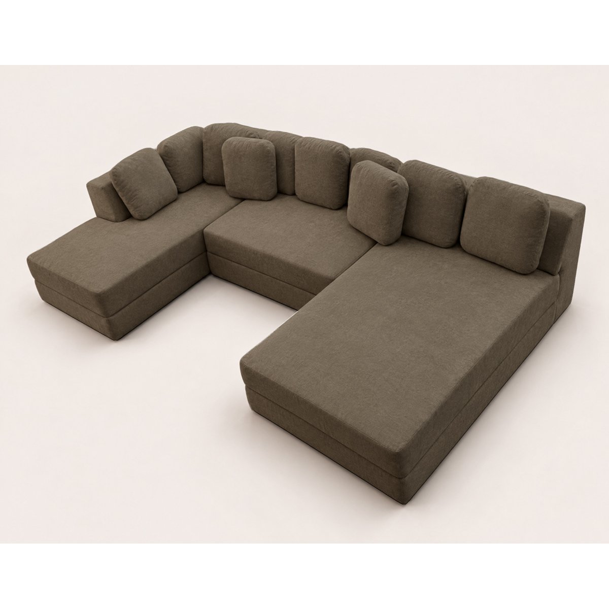 Canapé panoramique d'angle gauche 7 places, AARON marron, BEST MOBILIER