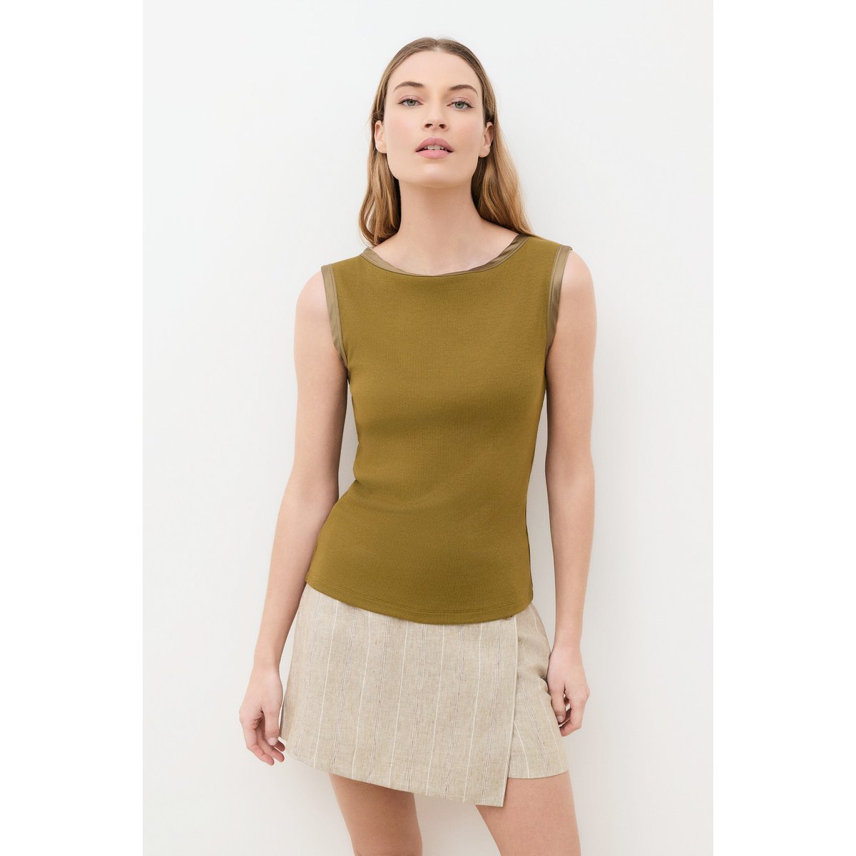 T-shirt droit col bateau TLUCE vert olive, CAROLL