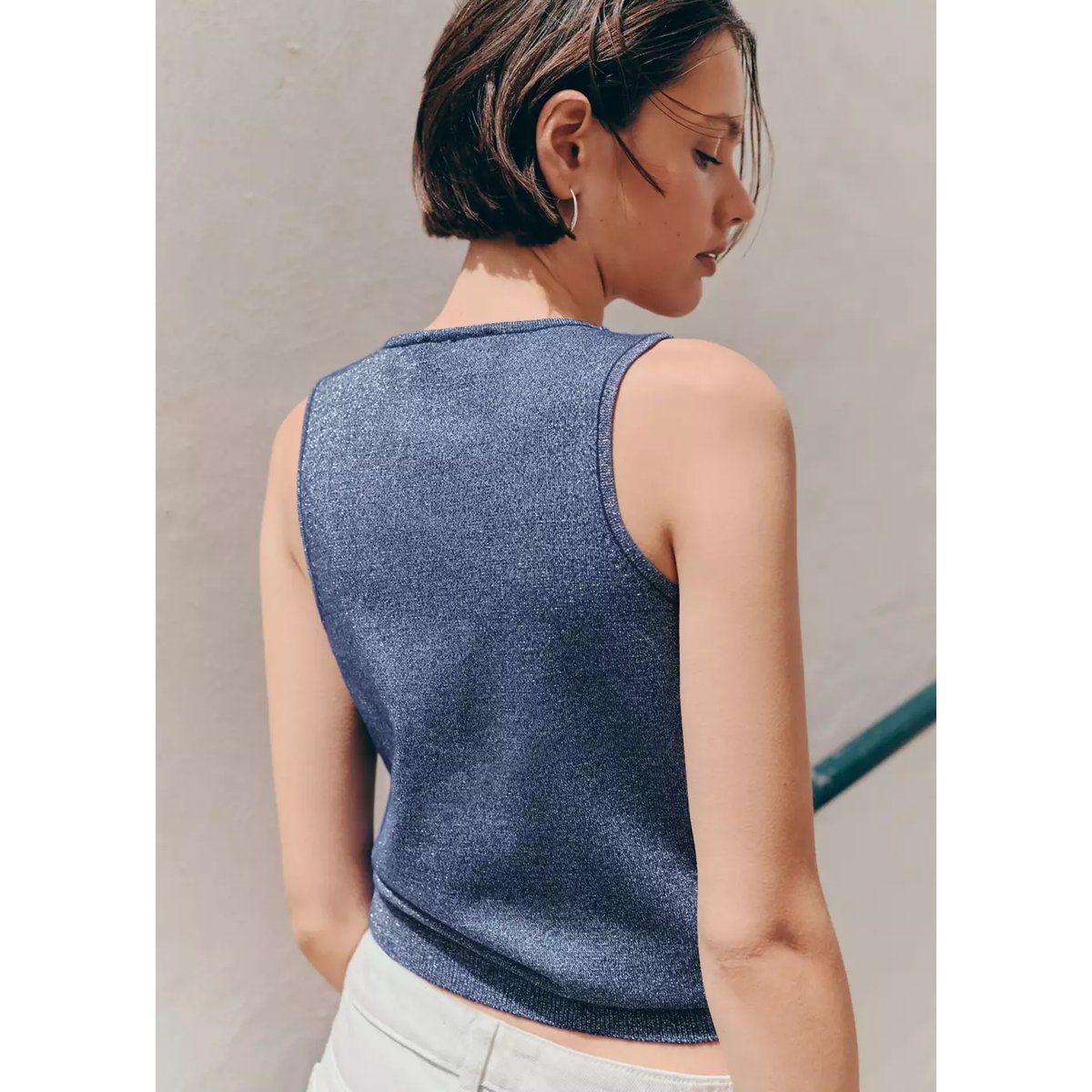 Top maille croisé bleu marine, MANGO TEEN