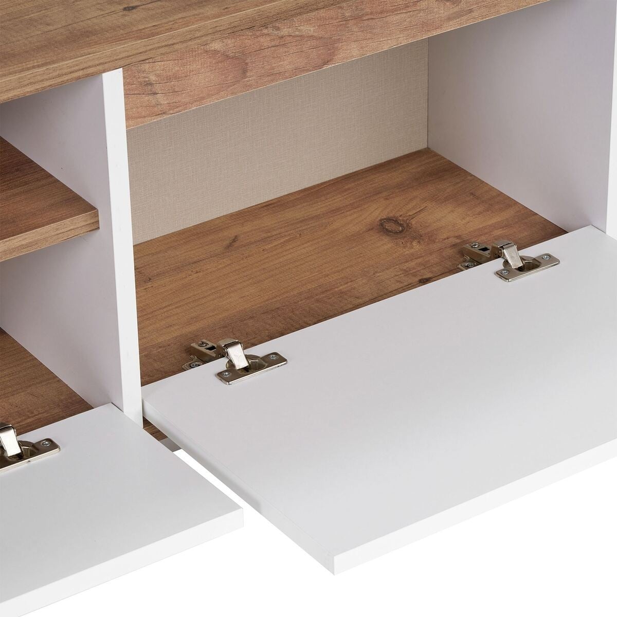 Meuble TV 3 abattants 1 niche - LUME blanc/ pin atlantique, CALICOSY