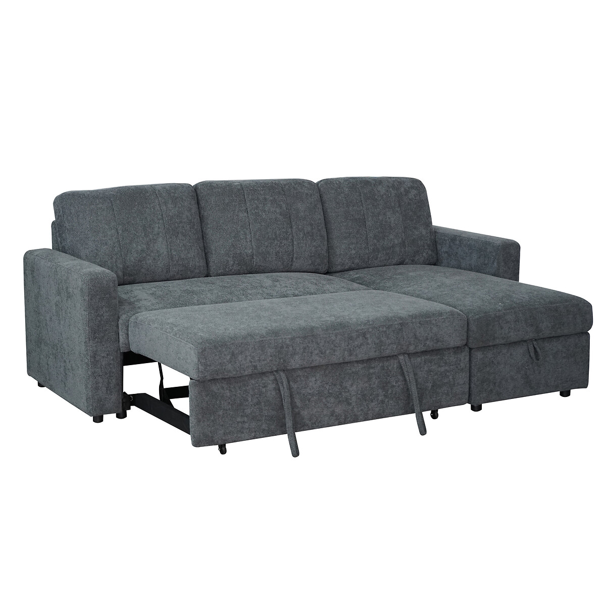 Nexis Soft Wool 3 Seater Corner Sofa Bed with Storage Chaise (Right Facing) charcoal, ASPIRE