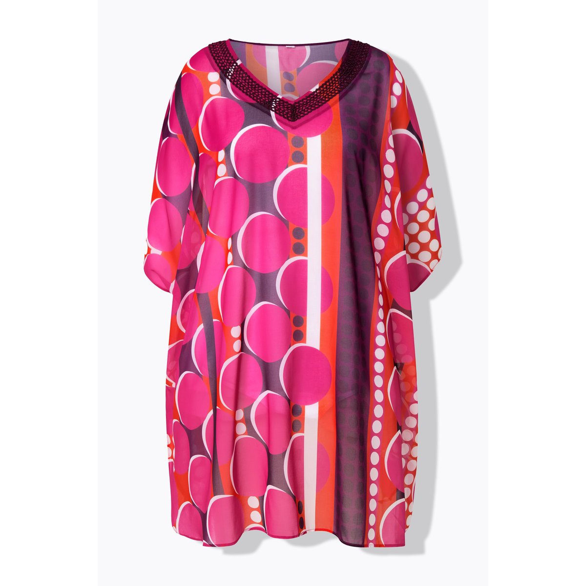 Tunique en mousseline oversize. rojo hibisco, ULLA POPKEN