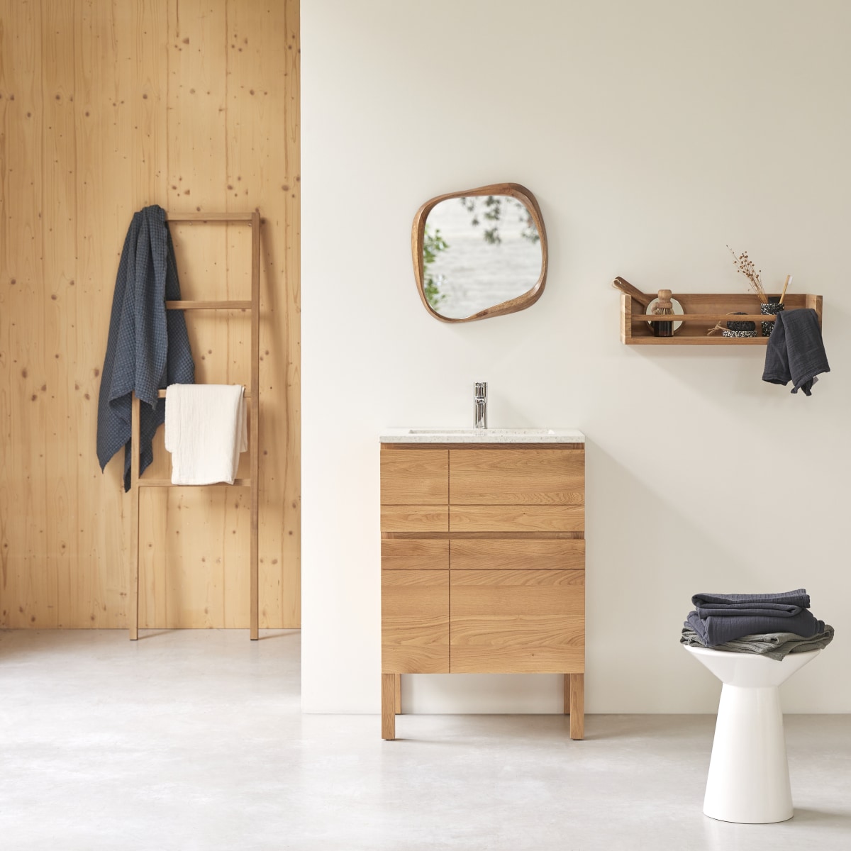 Meuble de salle bain en chêne massif, EASY naturel, TIKAMOON