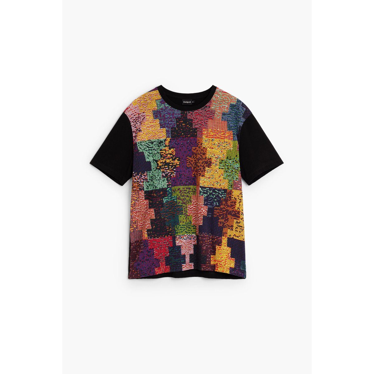 T-shirt à manches courtes imprimé noir, DESIGUAL
