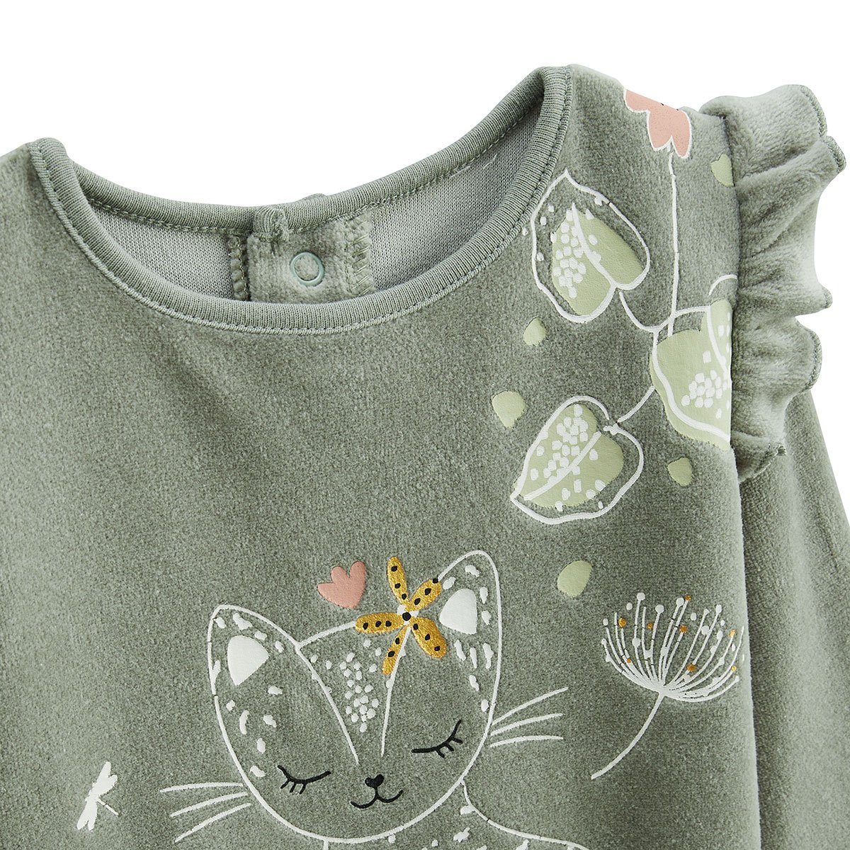 Pyjama enfant 2 pièces en velours Lily kaki, PETIT BEGUIN