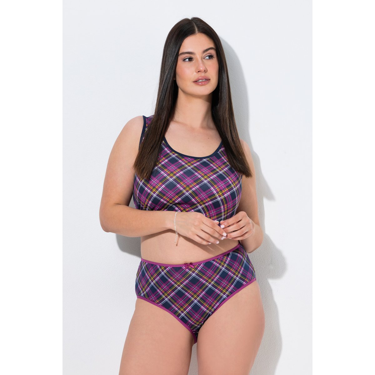 Lot de 5 culottes midi, unies / à carreaux baie, ULLA POPKEN