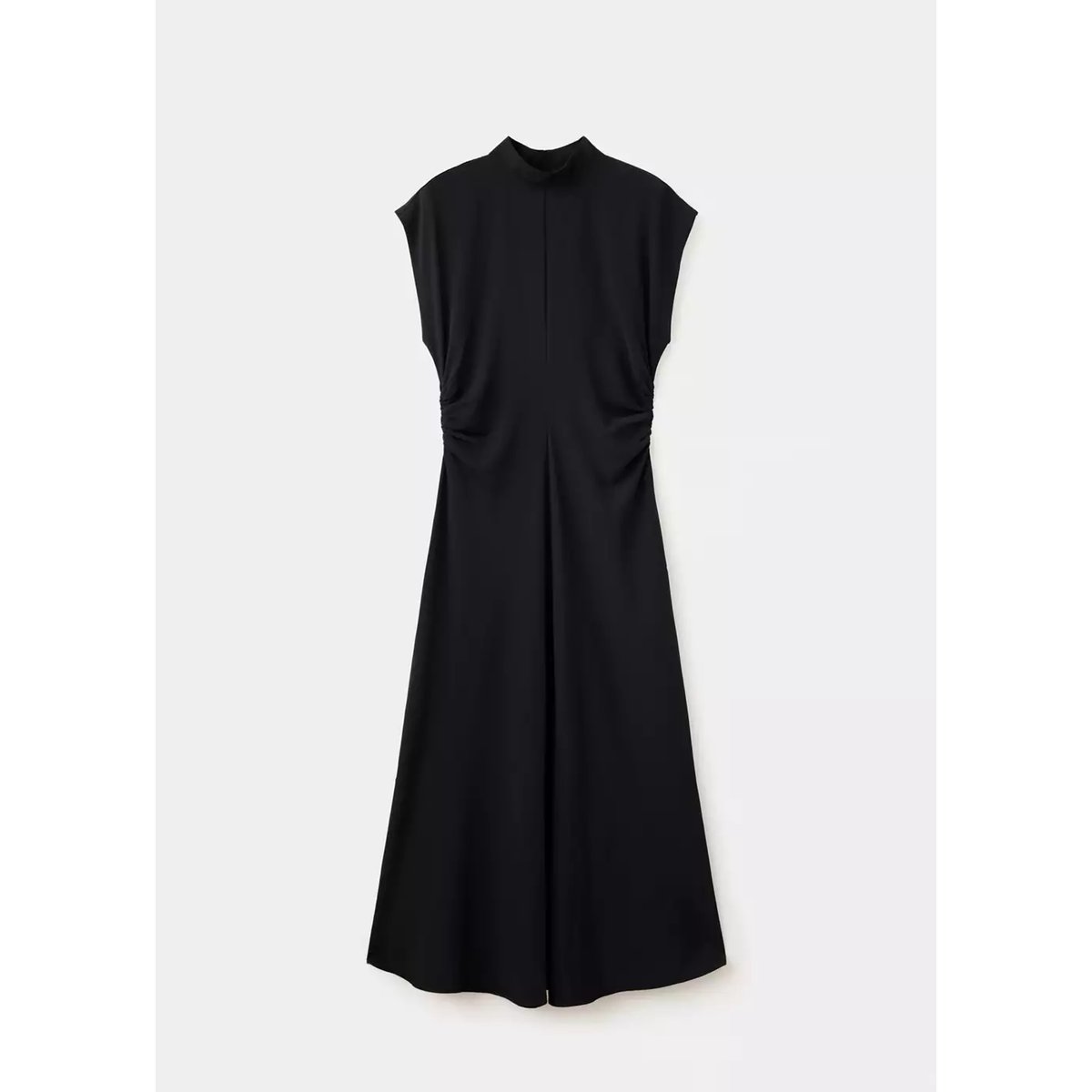 Robe à col cheminée et fronces noir, MANGO