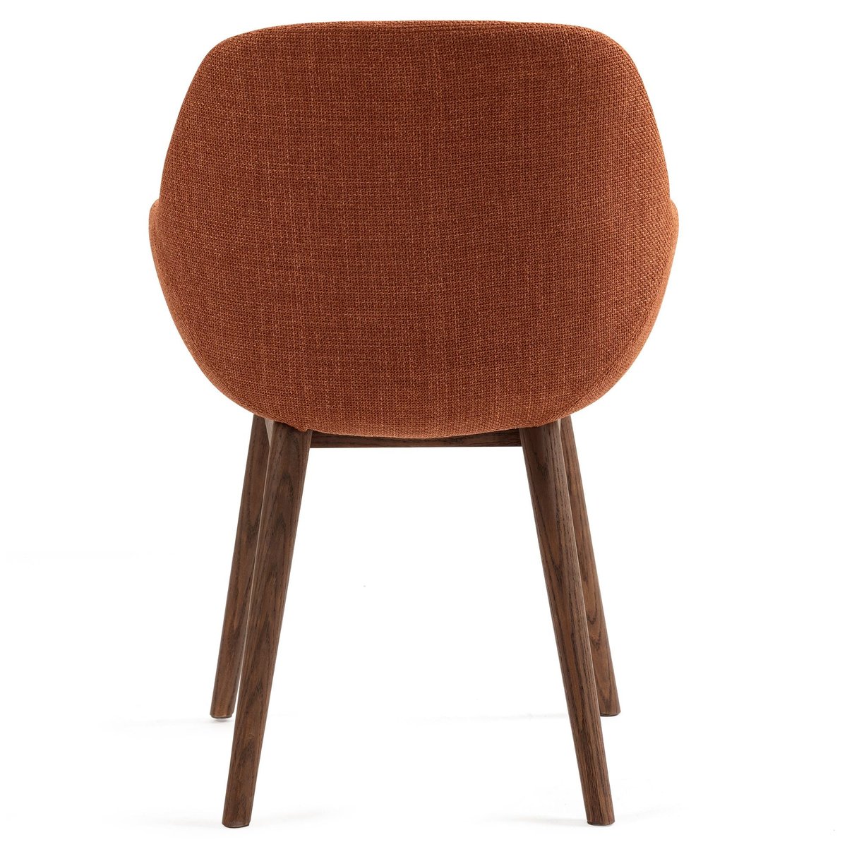 Chaise repas avec accoudoirs en tissu pied chêne foncé caramel, ZAGO