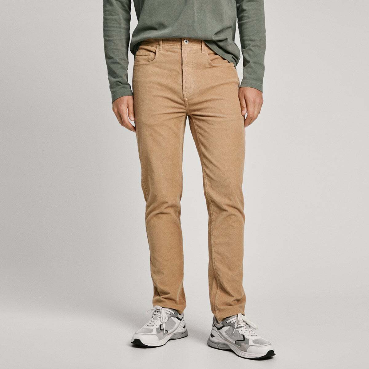 Pantalon 5 Poches En Velours Côtelé beige béton, PEPE JEANS