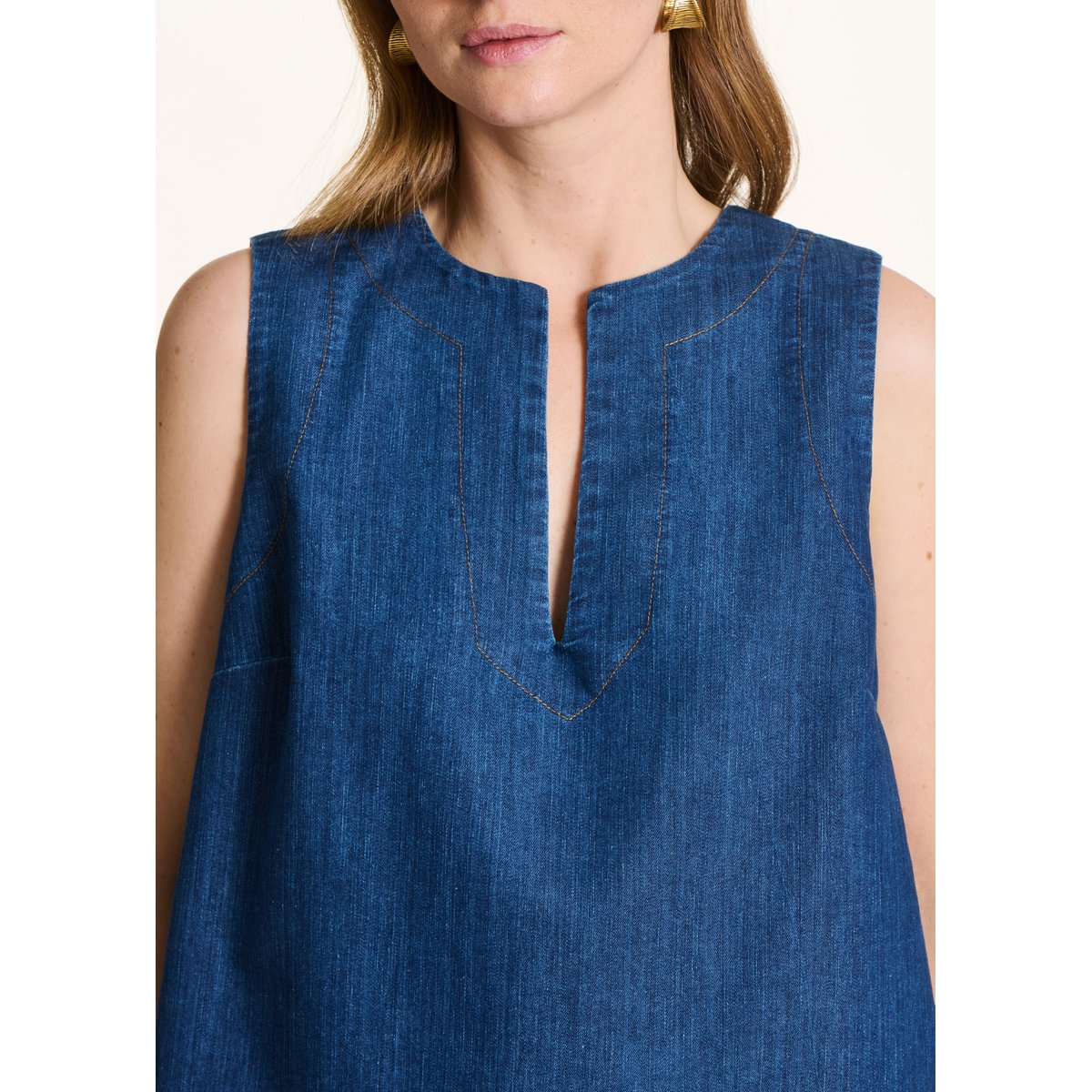 Top en jean sans manches medium, LA FEE MARABOUTEE