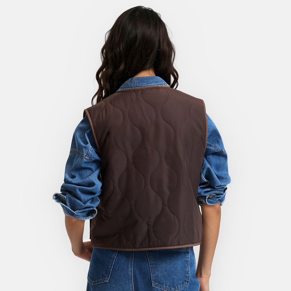 Doudoune sans manches, réversible, matelassée, sherpa marron, LA REDOUTE COLLECTIONS