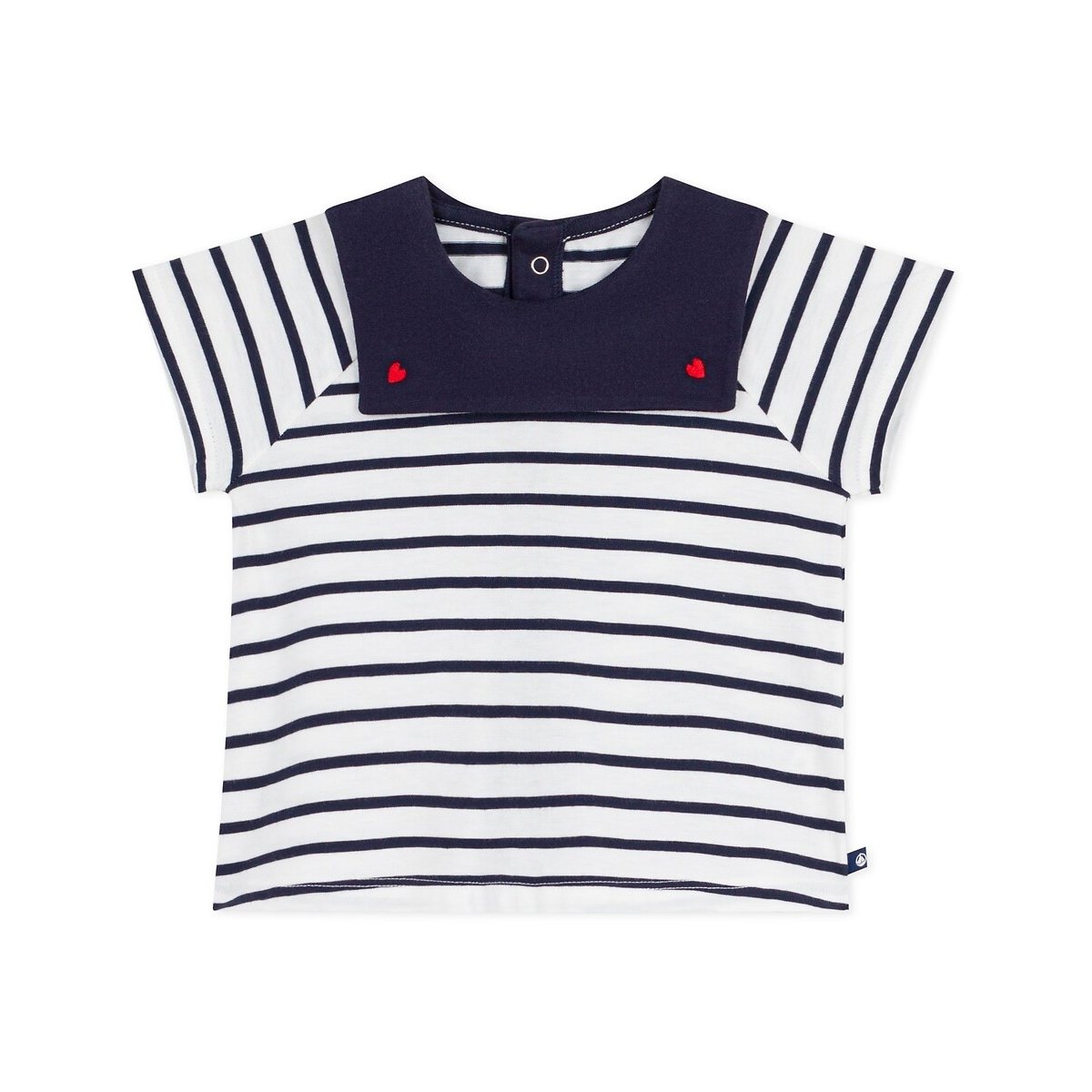 Katoenen bloesje, marinestreepjes, met geborduurde kraag gestreept blauw, PETIT BATEAU