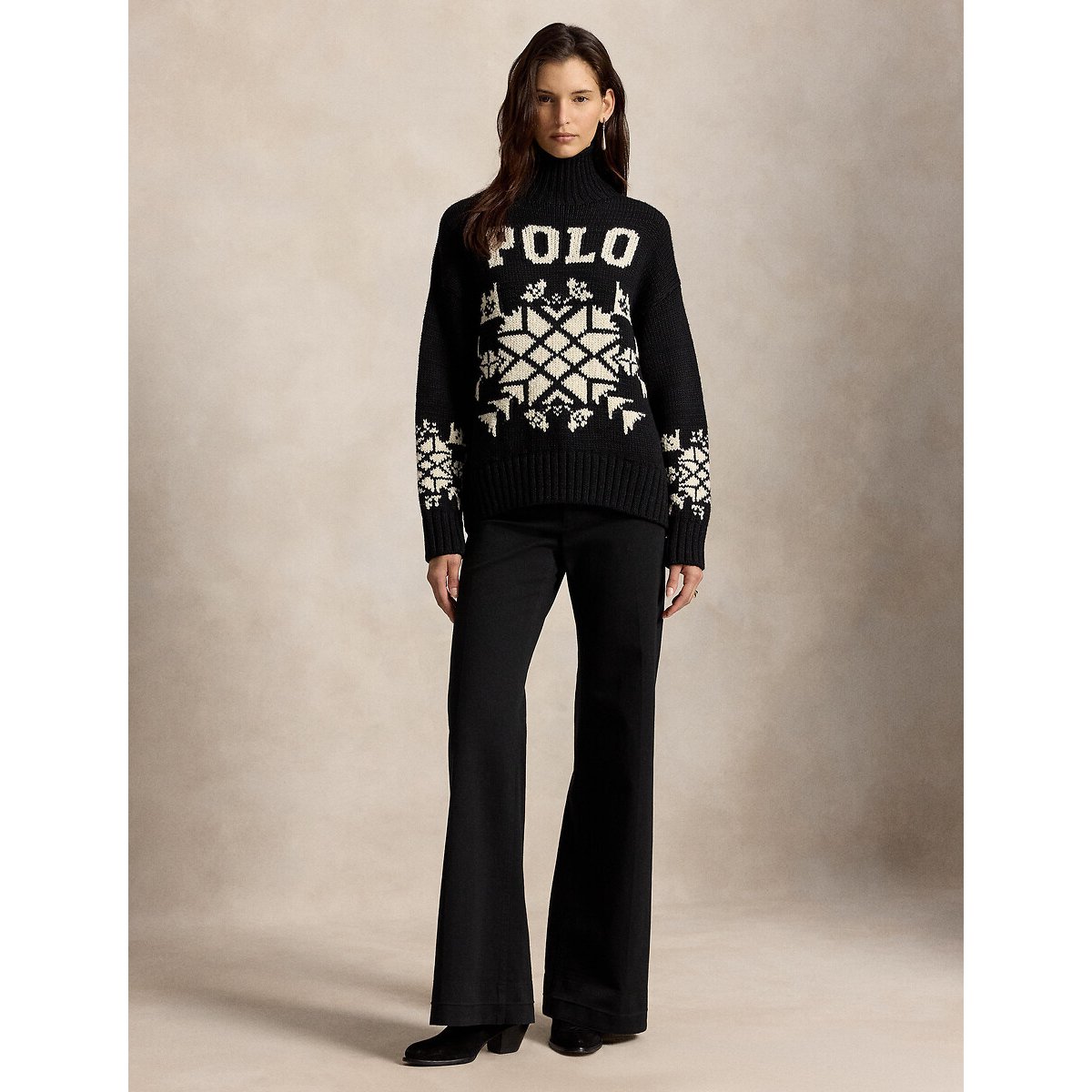 Pull col montant avec étoile des neiges noir/crème, POLO RALPH LAUREN