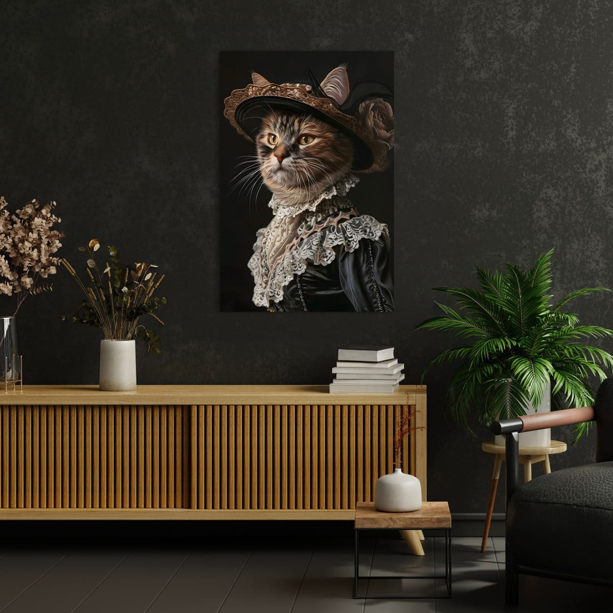 Tableau Mural Chat Victorien Avec Chapeau ANIMAUX HUMANISÉS tableau en verre synthétique, CEANOTHE