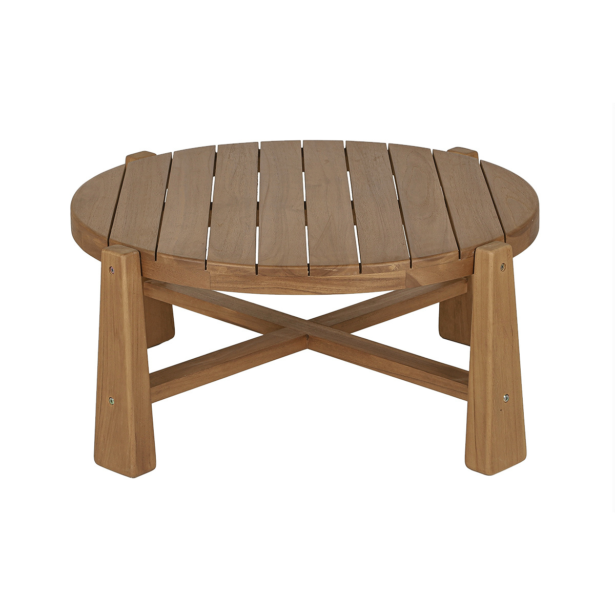 Table basse de jardin ronde en bois teck massif D82 cm CAROLINA couleur unique, MILIBOO