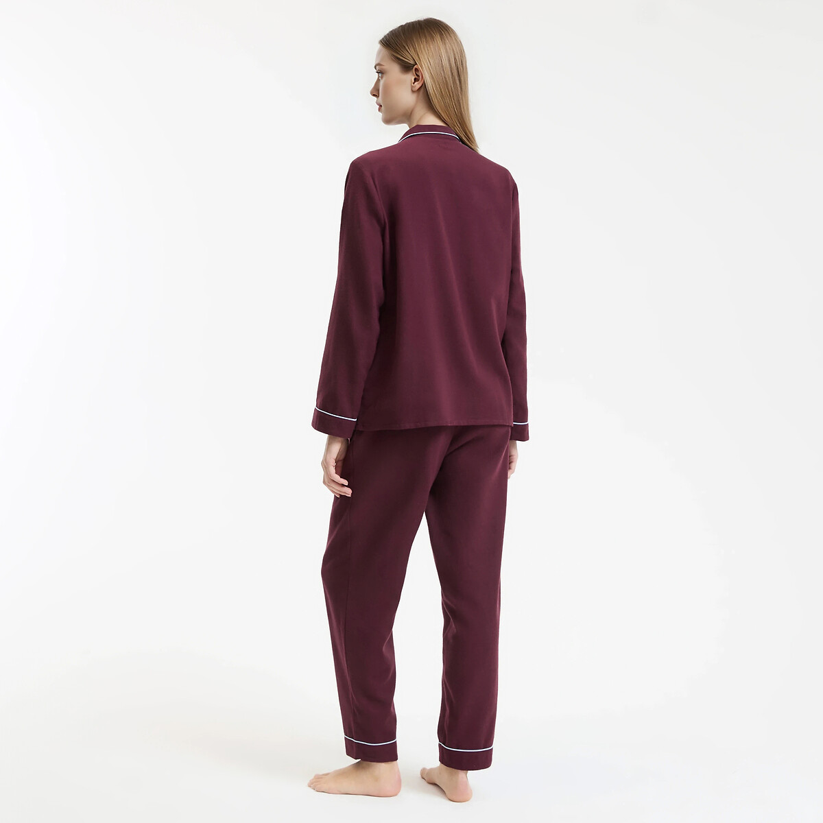 Signatures Noélie Pure Cotton Flannel Pyjamas plum, LA REDOUTE COLLECTIONS