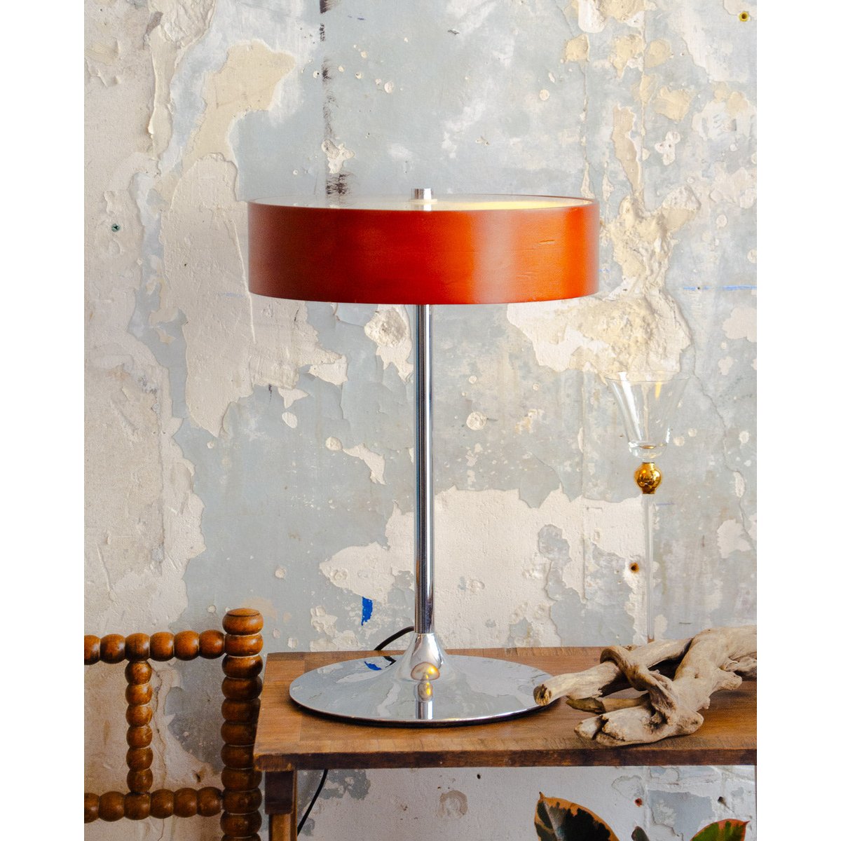 Lampe circulaire en bois Julia N°901 - Bon état bois foncé, DEBONGOUT