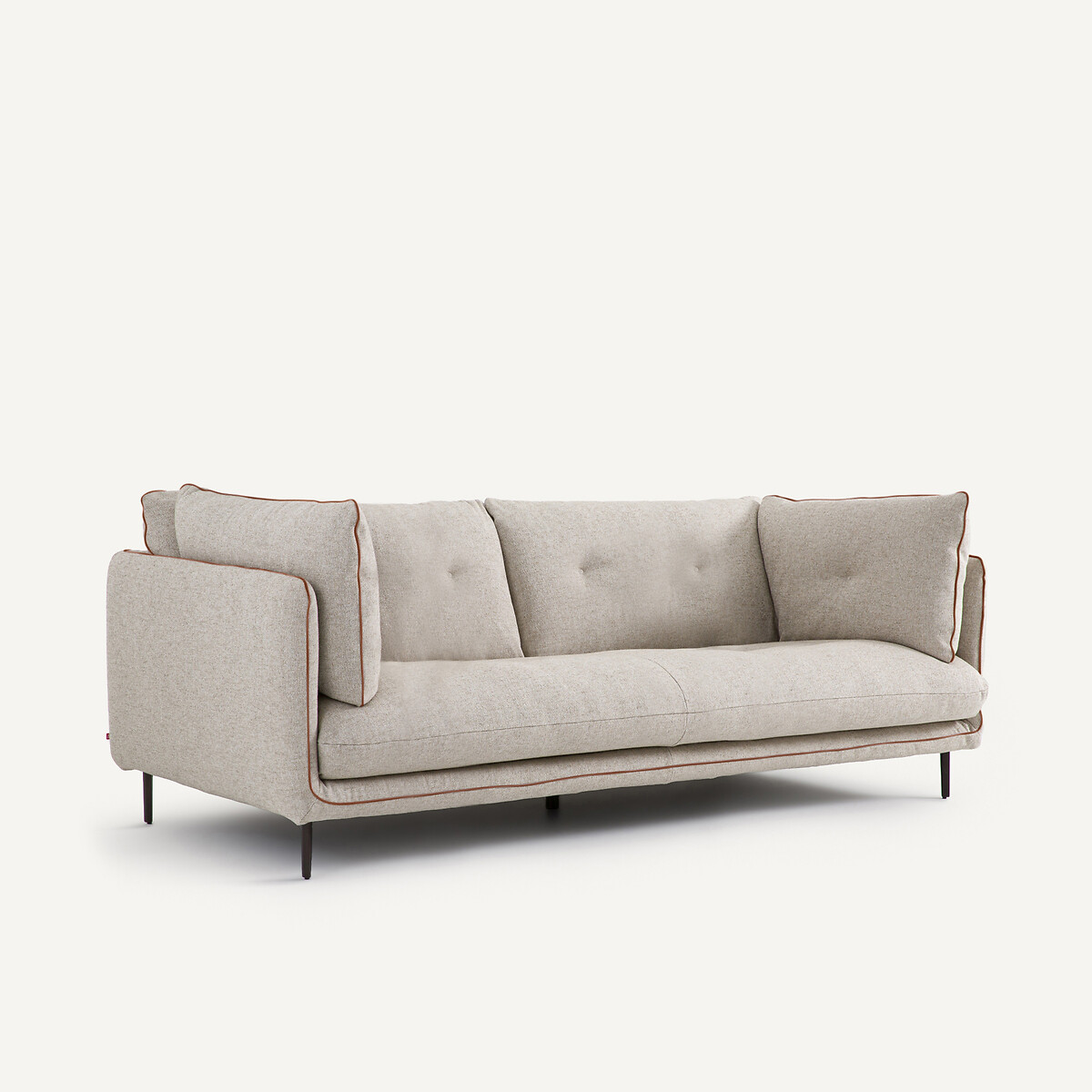 Compacte bank in viscose met structuur en linnen, BOTERO naturel, AM.PM