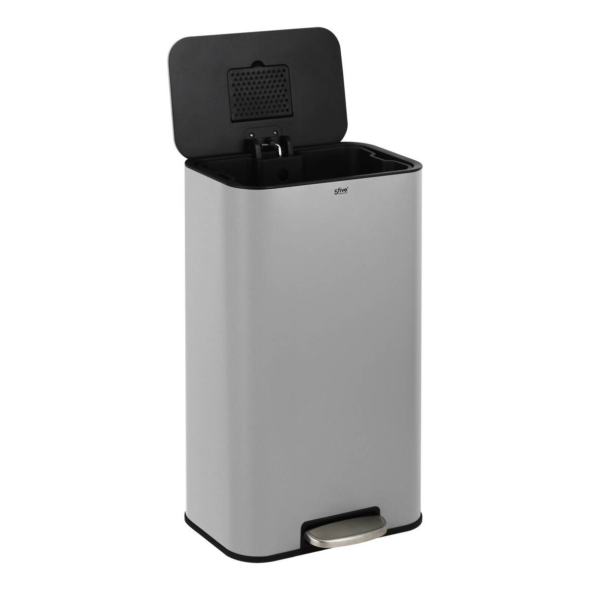 Poubelle rectangulaire à pédale en acier DELTA gris, 5FIVE SIMPLY SMART