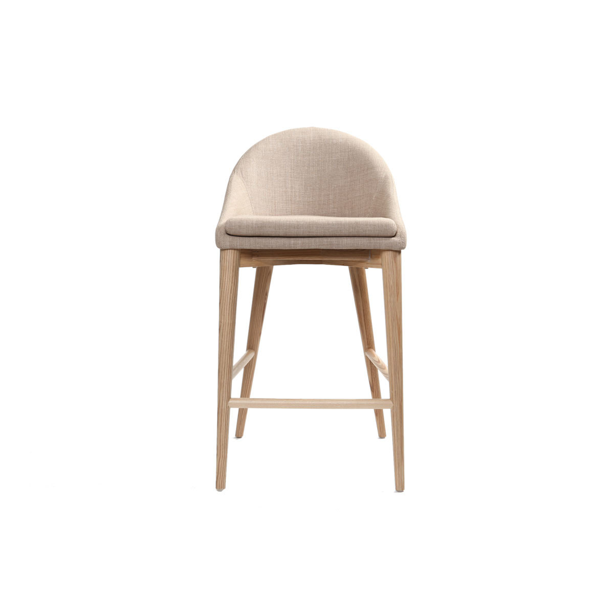Tabourets de bar scandinaves en tissu beige et frêne massif H66.5 cm (lot de 2) DALIA beige, MILIBOO