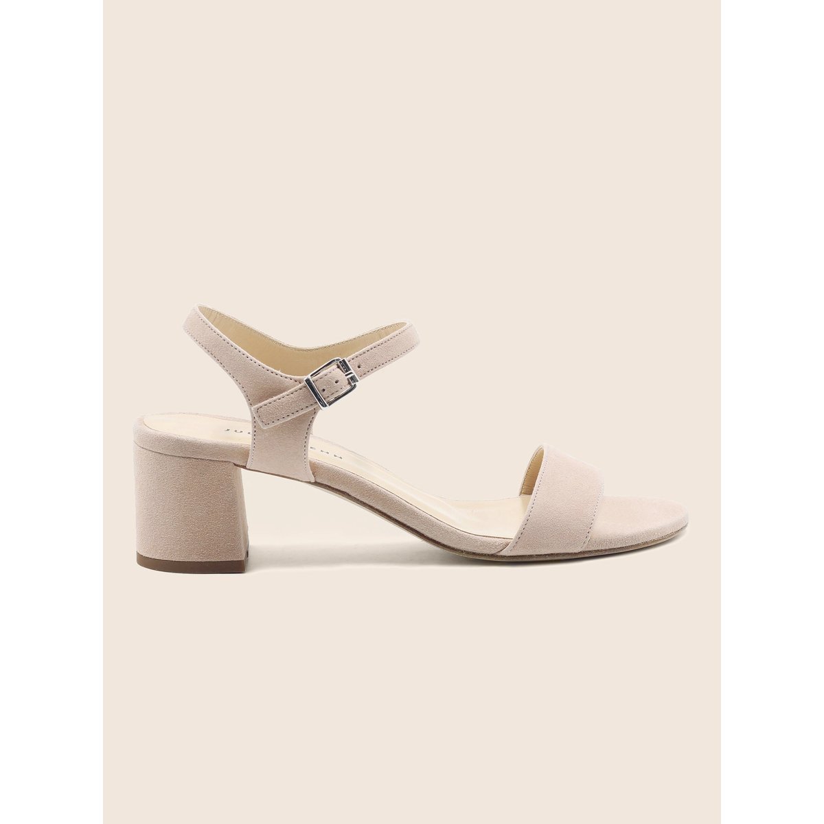 Sandales moyen talon cuir daim bleu, JULES & JENN