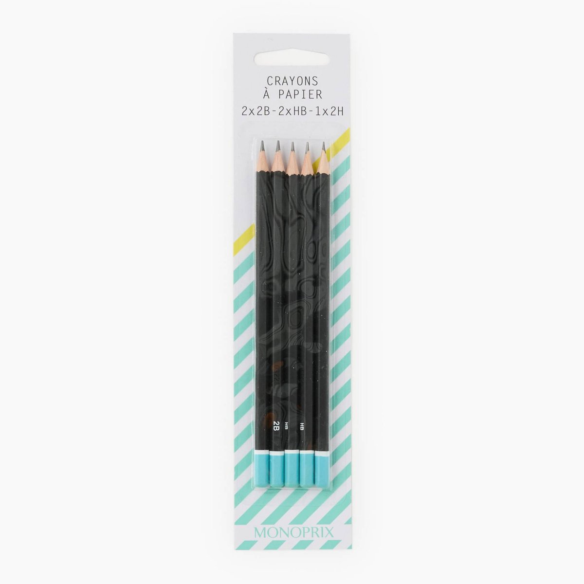 5 CRAYONS 2B 1HB 2H MPX 2015 couleur unique, MONOPRIX