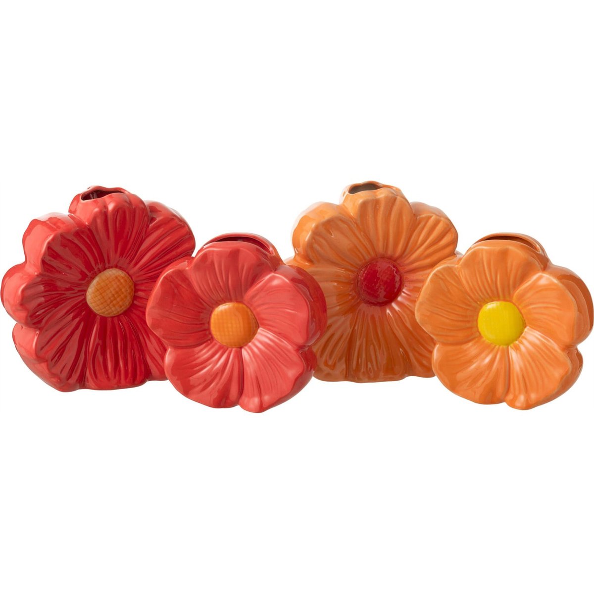 Vase fleur en porcelaine, Lot de 2 rouge et orange, RECOLLECTION