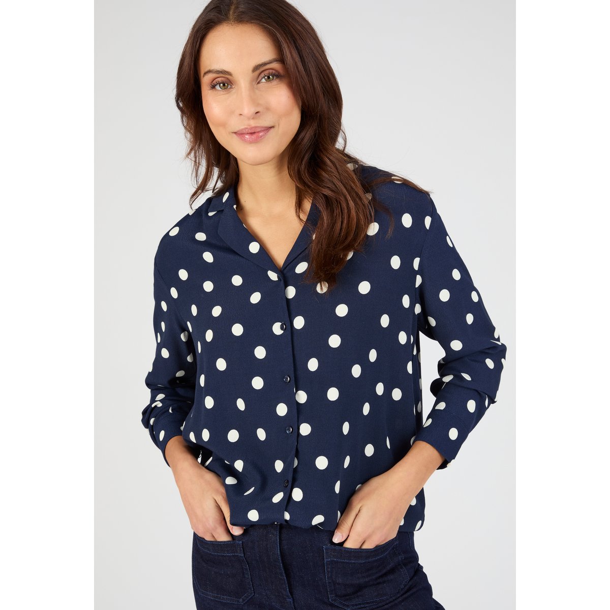 Tunique à pois en pure viscose bleu marine pois, DAMART
