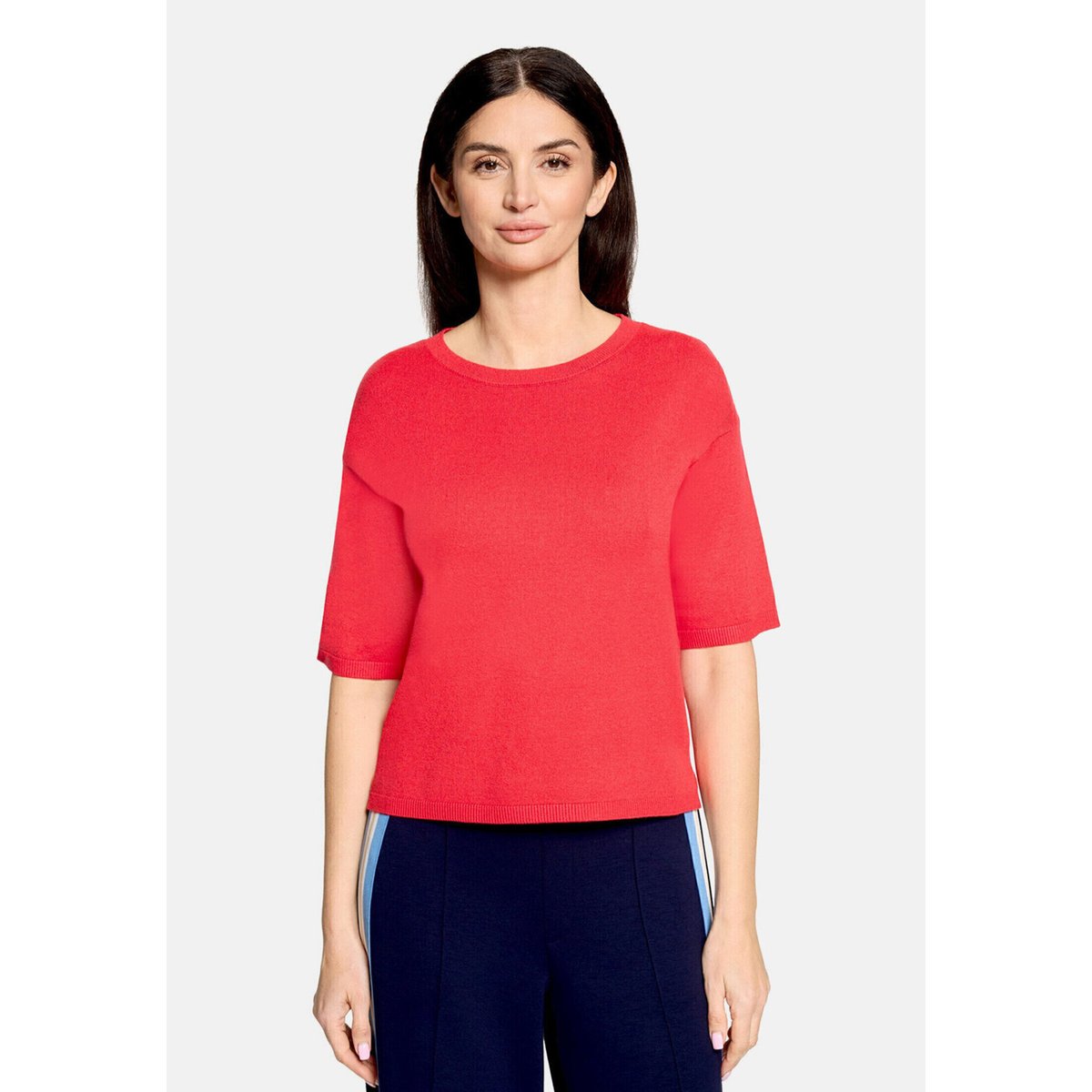 Pull-over en maille à encolure ronde rouge, CARTOON