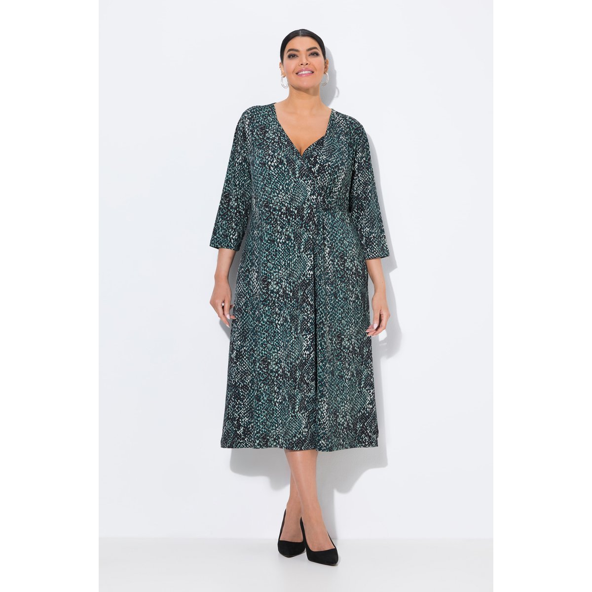 Robe midi en jersey, motif peau de serpent vert sapin, ULLA POPKEN