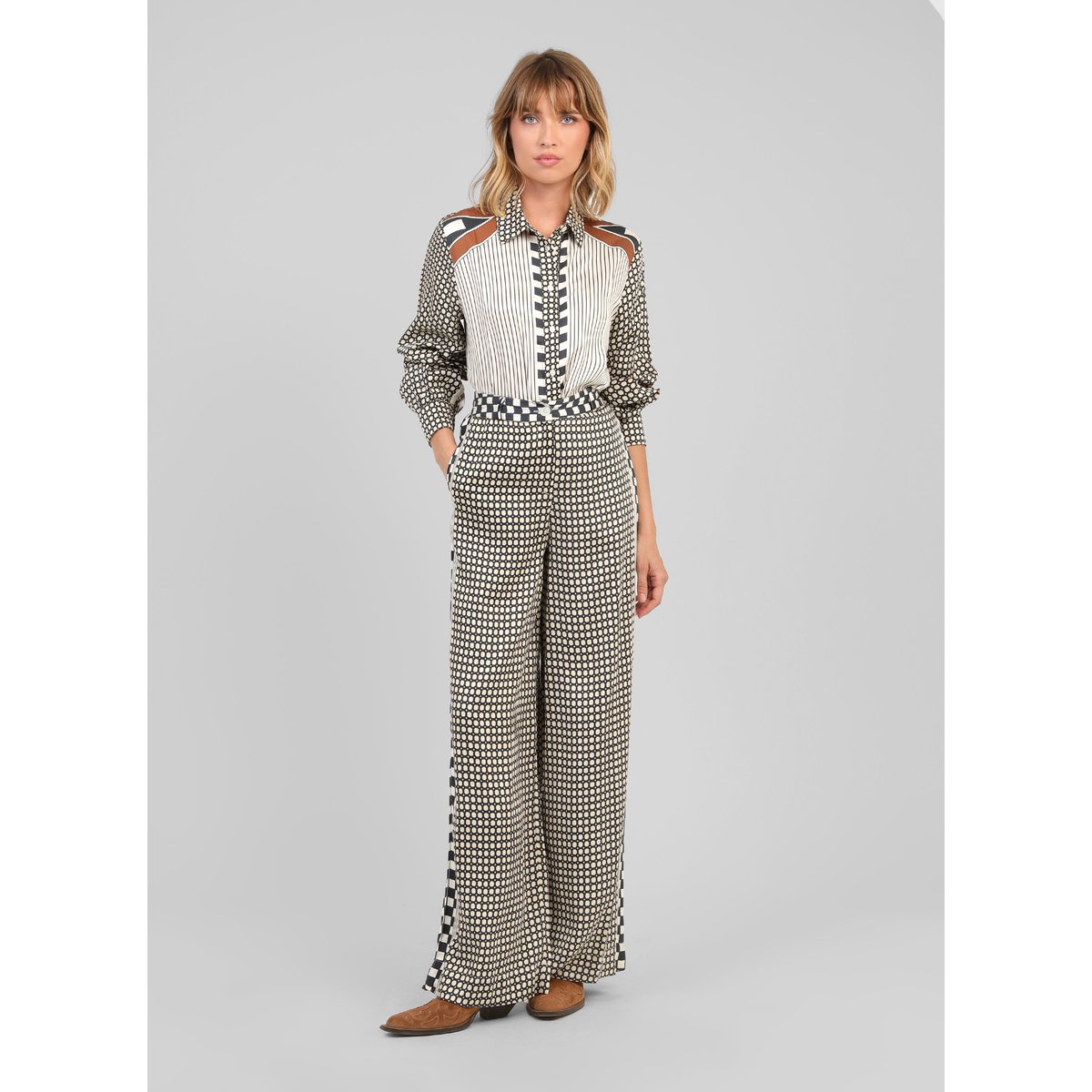 Pantalon ROMYLANE graphilo ecru, AN'GE