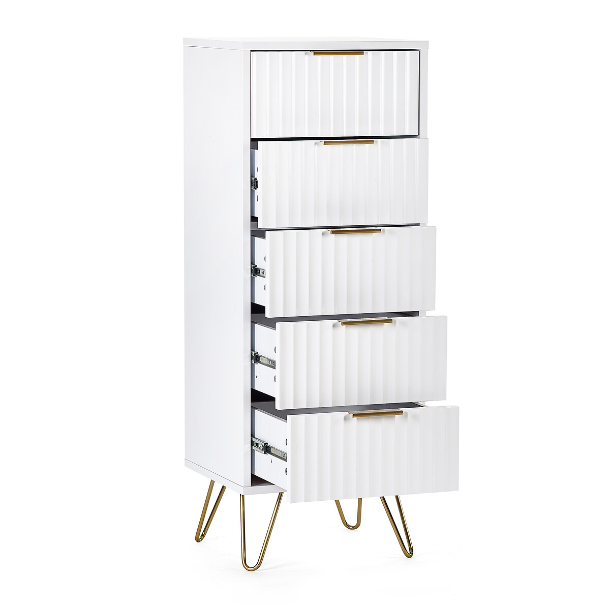 Ancona Sculptural Tallboy Chest of 5 Drawers white, SO'HOME