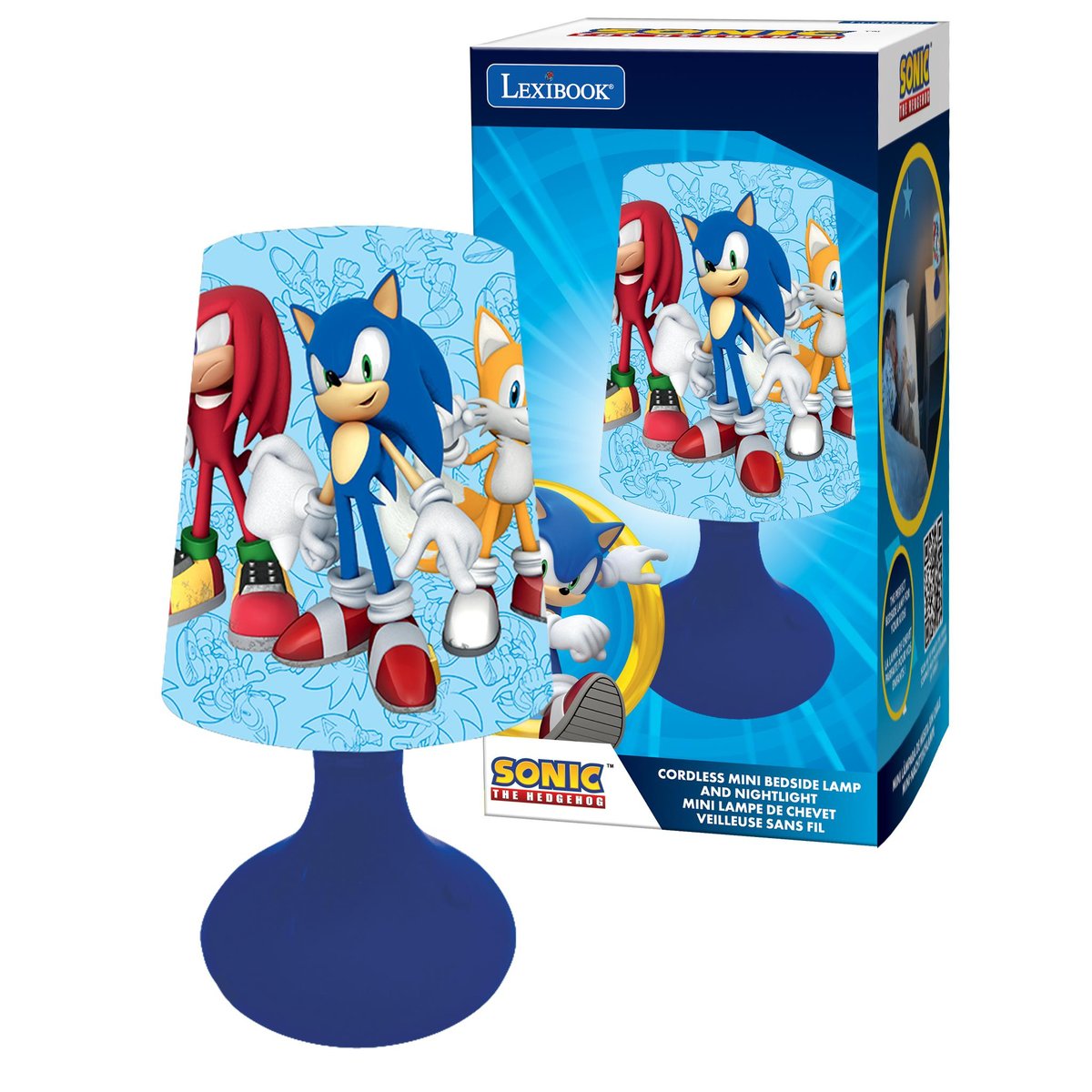 Mini lampe de chevet veilleuse sans fil Sonic couleur unique, LEXIBOOK