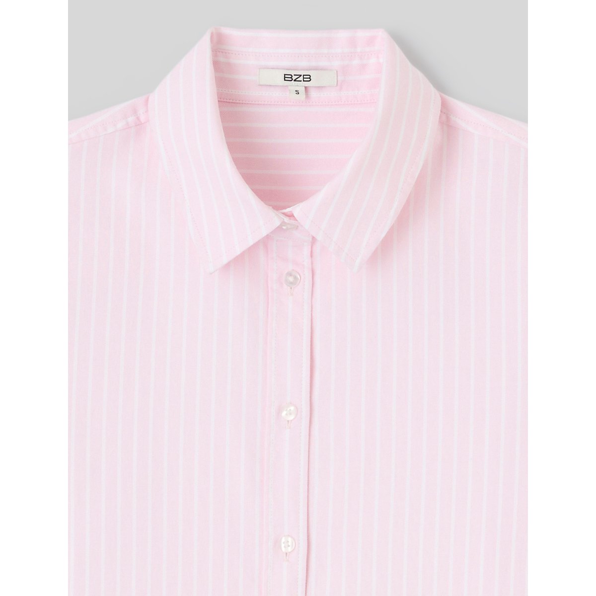 Chemise rayée manches longues rose pâle, BZB