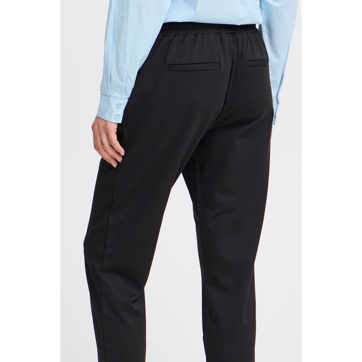 Pantalon coupe fuselée, taille élastiquée noir, B.YOUNG