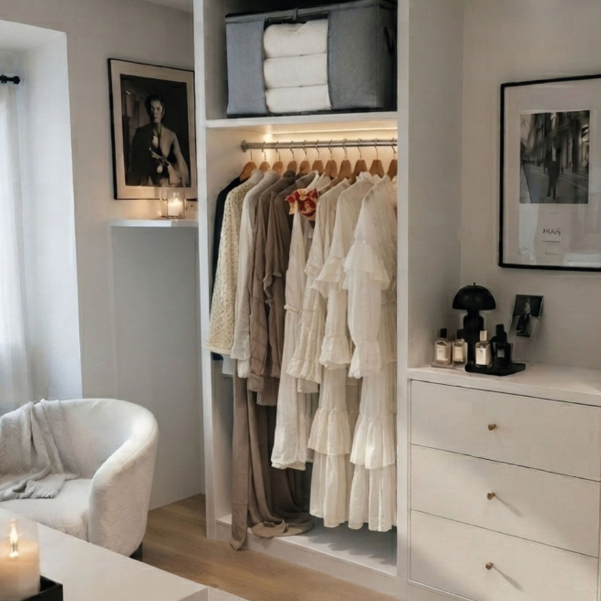 Lot de 6 sacs de rangement pliable pour vêtements, linge de maison avec poignées gris, VIVEZEN