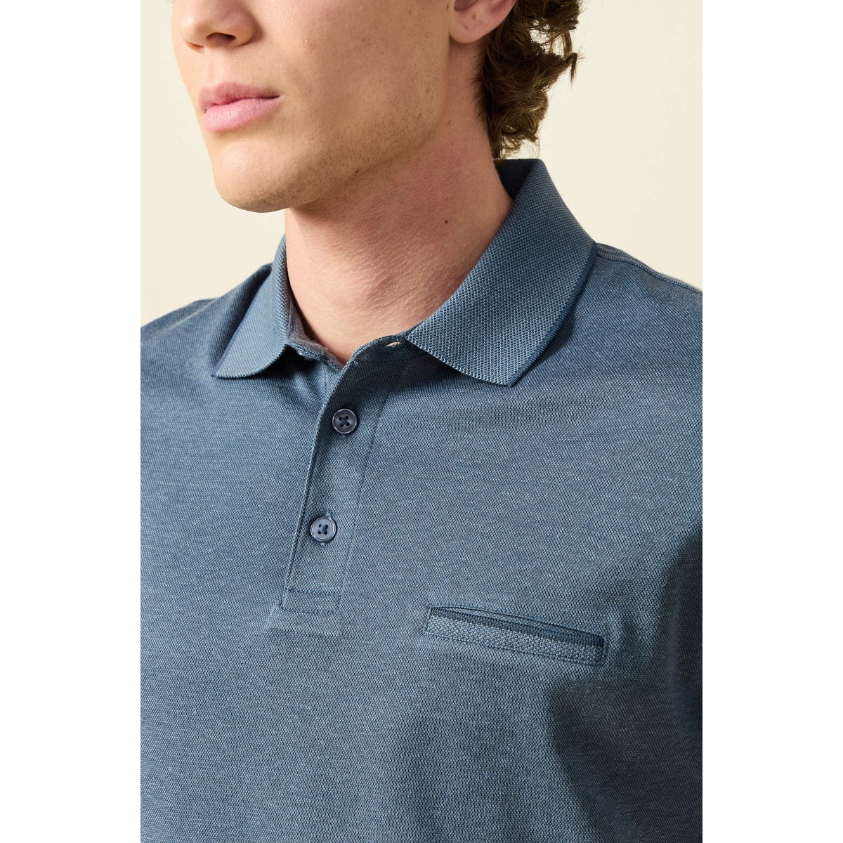 Polo manches courtes bleu gris, BONOBO