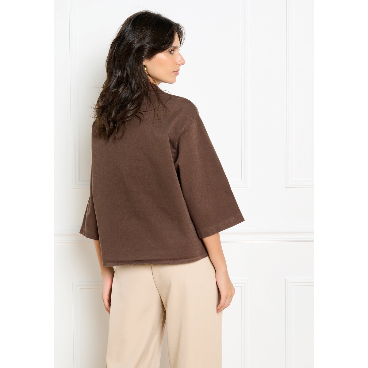 Veste courte brun fonce chocolate, LOLALIZA