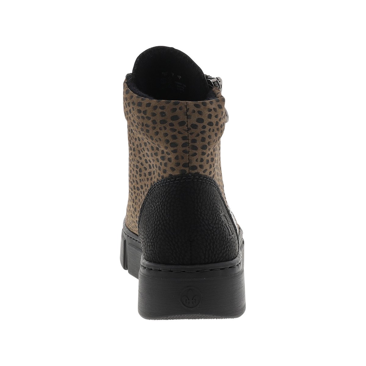 Bottines noires et marron à talon plat dotées d'empiècements bi-matières noir, RIEKER