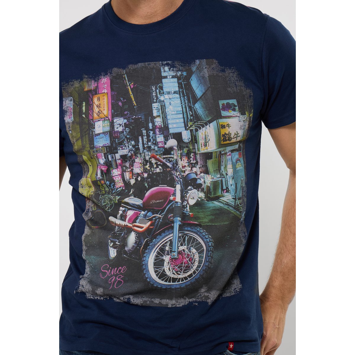 T-shirt graphique rues de Tokyo bleu, JOE BROWNS