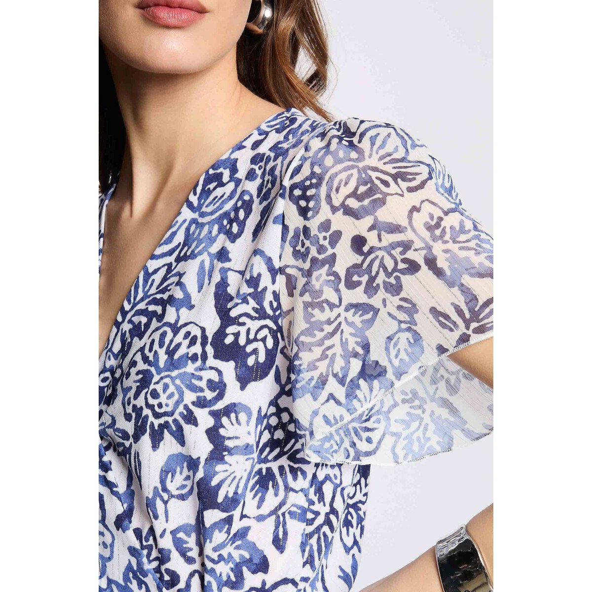 T-shirt manches courtes imprimé fleurs multicolore, MORGAN