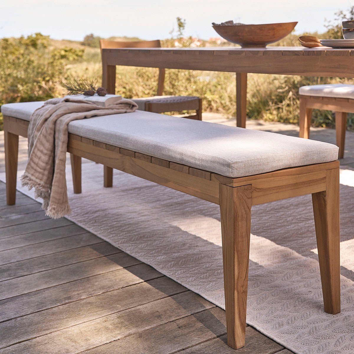 Banc de jardin en teck massif 3 places BARI naturel, BERAH GETAH