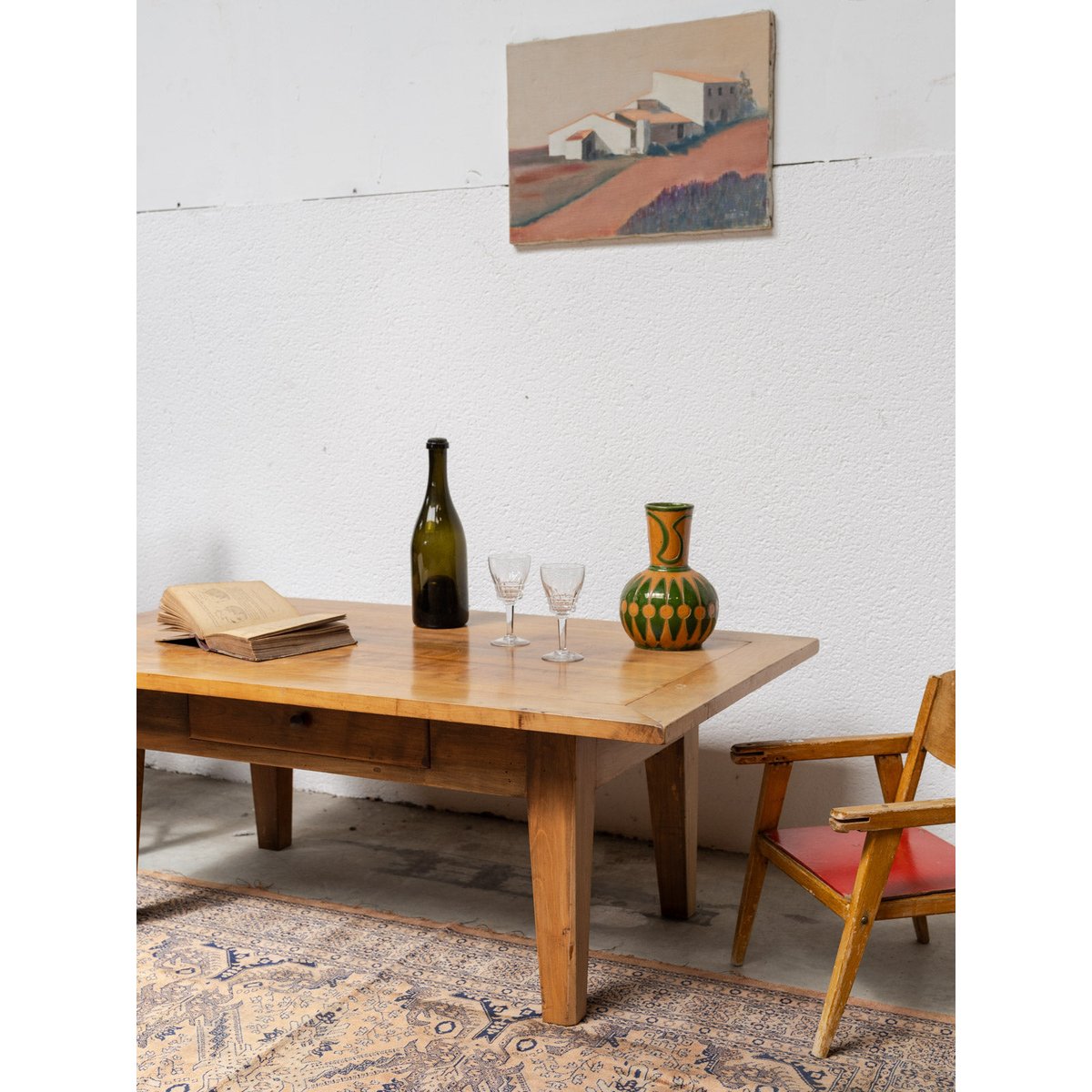 Table basse en bois Léonie N°941 - Bon état bois clair, DEBONGOUT