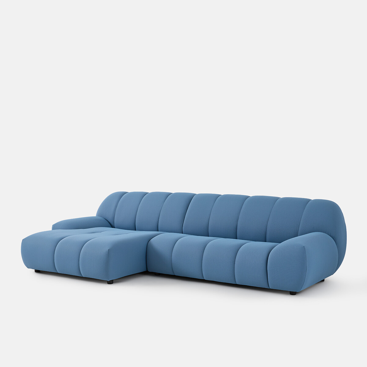 Canapé d'angle gauche, 4 places, en tissu matelassé, NURIA bleu, LA REDOUTE INTERIEURS