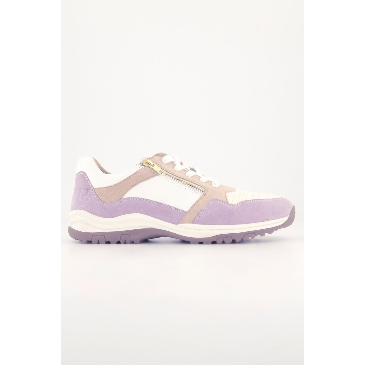 Sneakers en cuir, tirette , pied large lavande, ULLA POPKEN