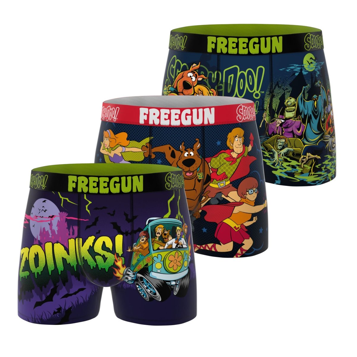 Lot De 3 Boxers Scooby-doo vert/violet/rouge/bleu foncé, FREEGUN
