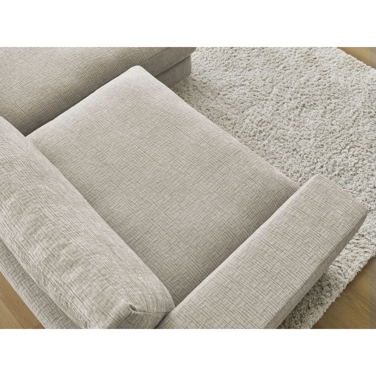 Canapé d'angle fixe 4 places en tissu texturé, LEONARD beige, BOBOCHIC